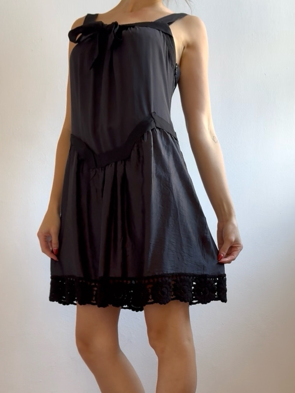 Missoni Drop Waist Black Silk Mini Dress
